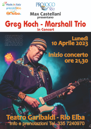 Il chitarrista Greg Koch e il Marshall Trio in concerto a Rio Elba
