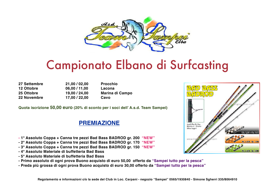 Locandina Campionato elbano surfcasting