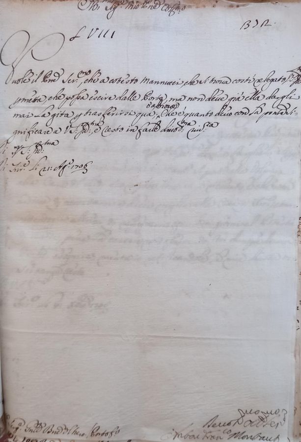 1706.Un certo Mannucci relegato a Portoferraio può uscire dalla porta ma non può trasferirsi a Firenze o altrove 3