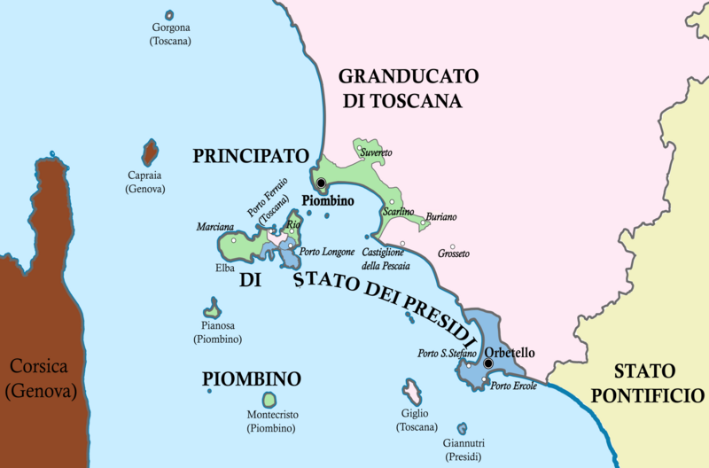Carta geopolitica nel settecento della Toscana 1