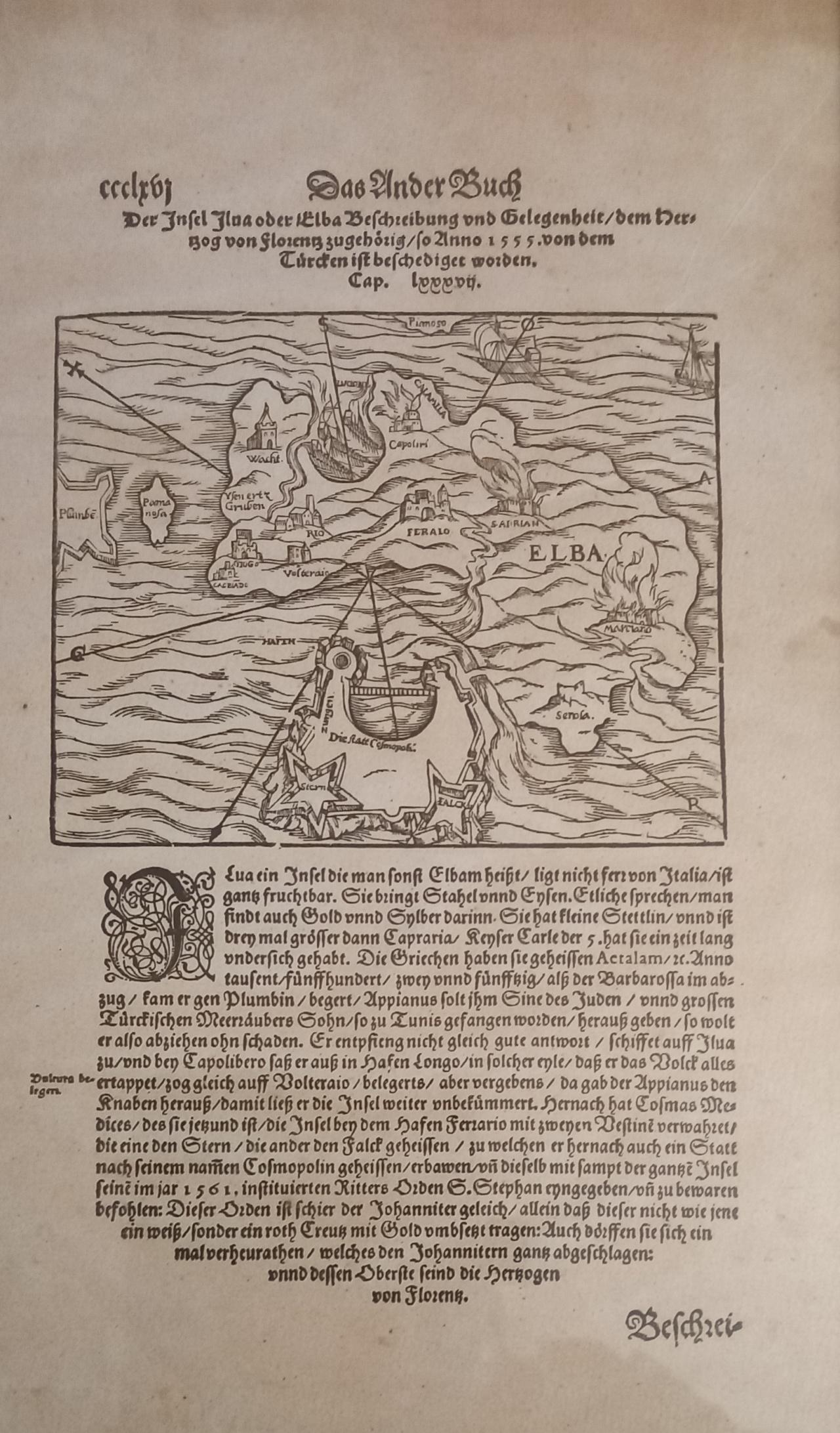 Pianta dell’Elba aggiornata .Basilea 1598 2