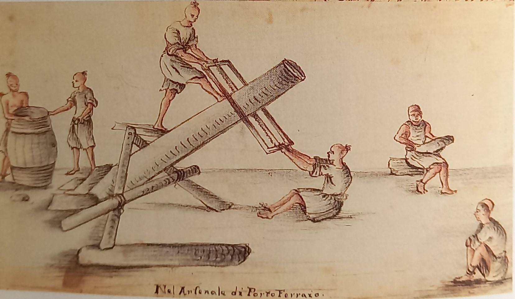 Schiavi a lavoro nell’arsenale di Portoferraio