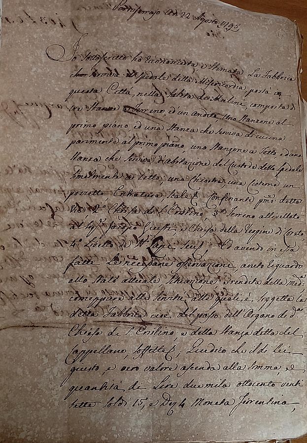 carta di archivio della perizia di stima dell’ingegnere Giovanni Grazzini 2