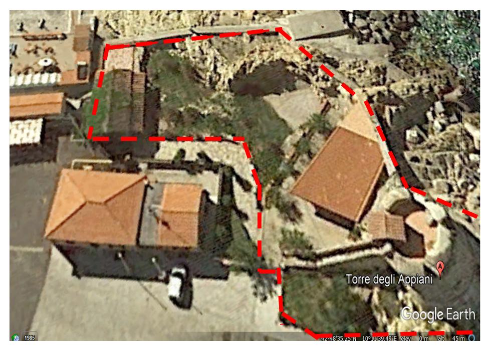 Possibile Area di rispetto della Torre su base Google Earth