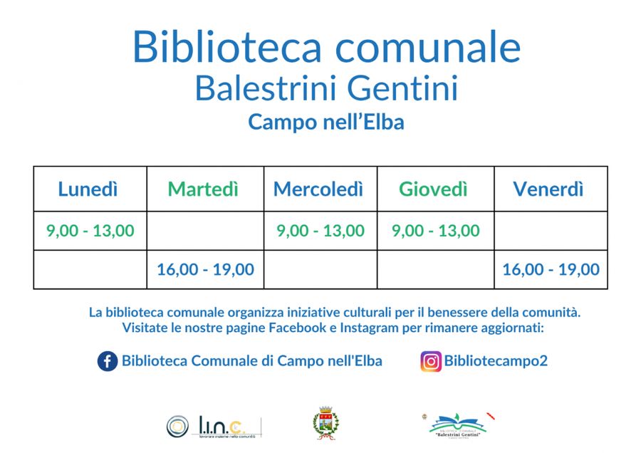 biblioteca comunale 2 variazione orari