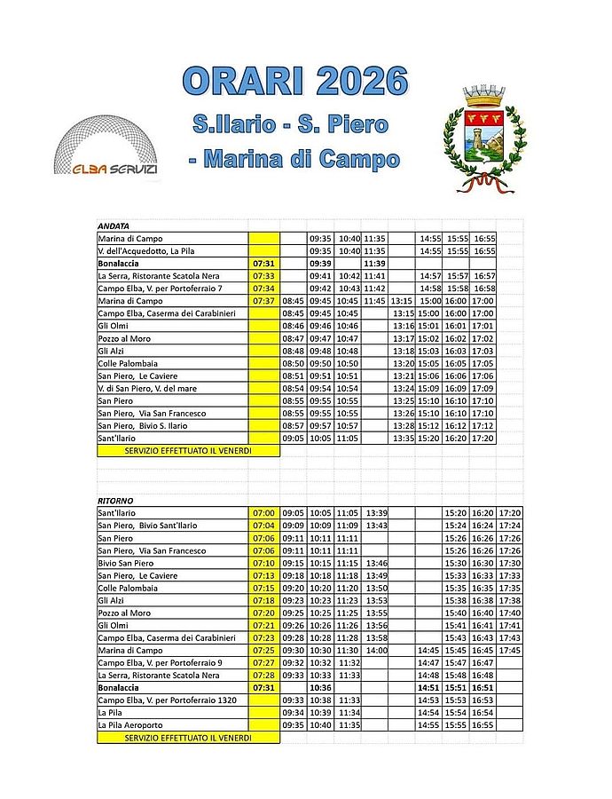 orari bus s piero campo