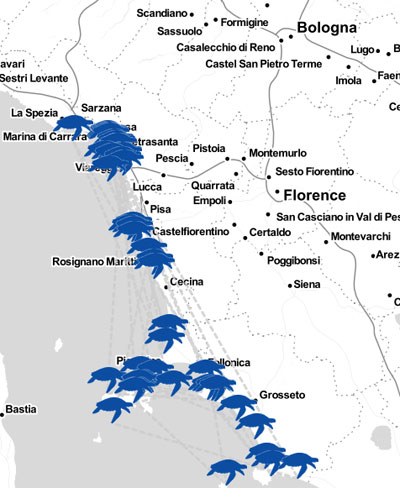 mappa spiaggiamenti toscana