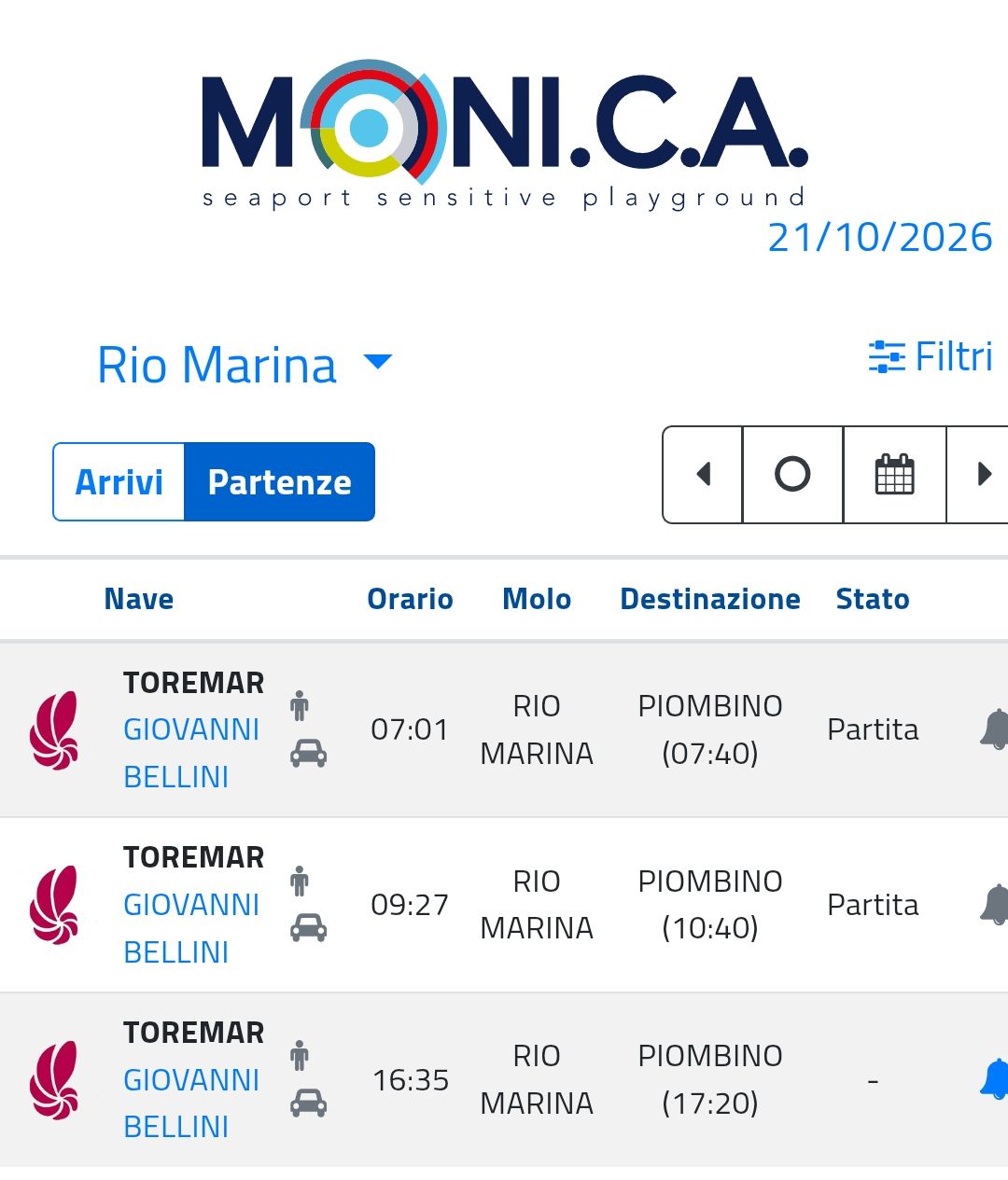 monica errore partenza