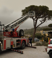 Intervento dei Vigili del Fuoco per un grosso pino pericolante in loc. Orti di Portoferraio