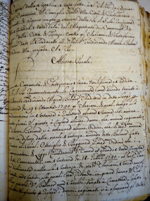 Secolo XVIII - Conflitto tra istituzioni cittadine: Magistratura comunitativa di Portoferraio e Auditore (parte 9)