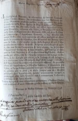 Portoferraio 1746. Contrabbando e frodi. Ordini per visite e perquisizioni nelle case e nei magazzini dei mercanti - Parte 1