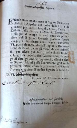 Portoferraio 1762. Domenico Aldini e l’appalto del bollo sulle carte da gioco