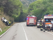 Pauroso fuori strada di un'auto sulla Provinciale Rio - Porto Azzurro