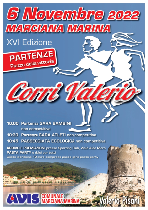 Domenica 6 novembre a Marciana Marina la &quot;CorriValerio&quot;, modifiche al programma di gara