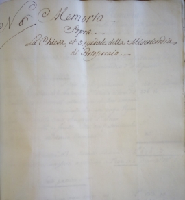 Confraternita della Reverenda Misericordia - stato economico dell’ospedale nella memoria Ippoliti (Parte 7)