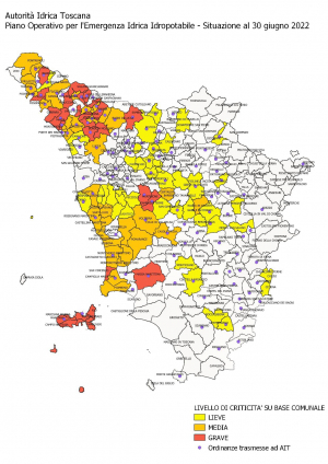 Dopo la richiesta dello stato di emergenza, i dati dei Comuni toscani sullo stato dell’approvvigionamento idrico