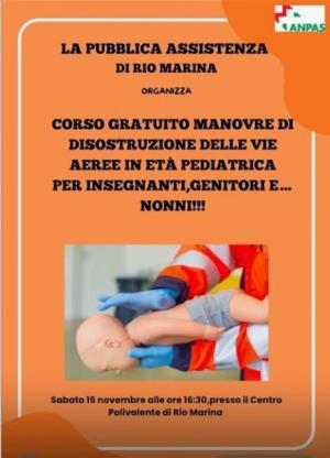 Corso sulle manovre di disostruzione pediatrica con la Pubblica Assistenza di Rio Marina