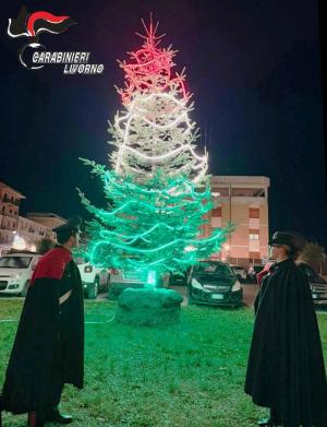 Albero di Natale tricolore davanti alla caserma dei Carabinieri: un messaggio di vicinanza e valori condivisi