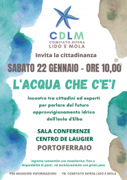 Il 22 gennaio a Portoferraio il convegno “L’acqua che c’è”