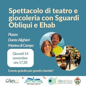 Spettacolo teatrale e circense in biblioteca a Campo