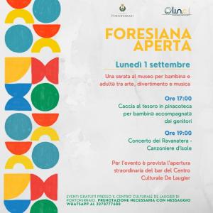 Lunedì 1 settembre - “Foresiana Aperta” tra arte, divertimento e musica