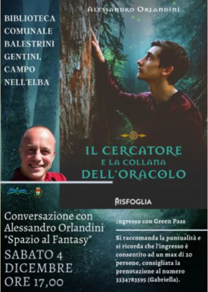Il 4 dicembre in biblioteca &quot;Spazio al fantasy&quot; con  Alessandro Orlandini