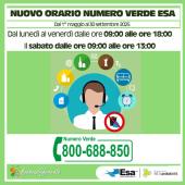 Nuovo orario per contattare il numero verde di ESA