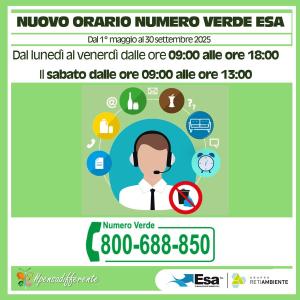 Nuovo orario per contattare il numero verde di ESA