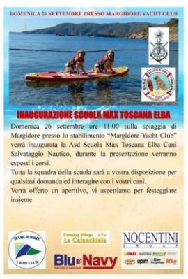 La Scuola Max Toscana cani da salvataggio nautico di Marina di Massa approda all'Elba 