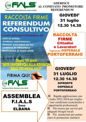 Anche all&#039;Elba la raccolta firme per il Referendum consultivo regionale sulle ASL