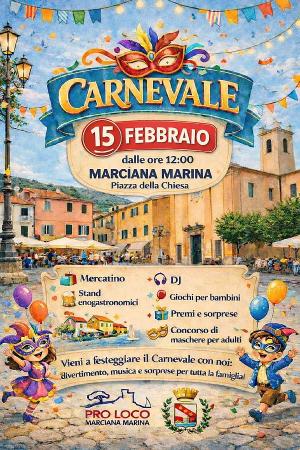 Il 15 febbraio Festa di Carnevale a Marciana Marina