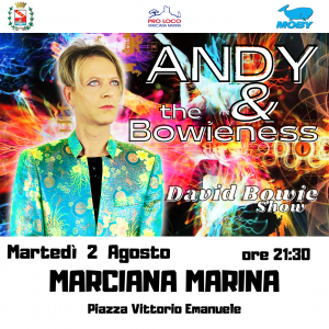 Andy dei Bluvertigo in un concerto a Marciana Marina con un tributo a David Bowie