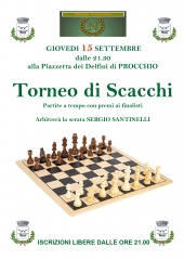 Il 15 settembre ultimo appuntamento estivo a Procchio: il torneo di scacchi a tempo