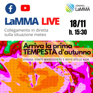 In arrivo della prima &quot;tempesta d&#039;autunno&quot;, diretta del Consorzio Lamma sulla situazione meteo