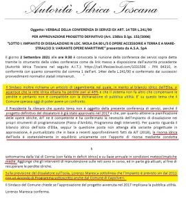 Dissalatore, Sindaco capoliverese e Legambiente. Chi ha chiesto spiegazioni e chi la dissalazione