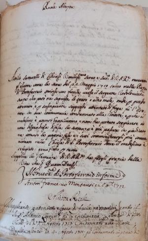 Portoferraio 1712. Condanna per omicidio (parte 1)