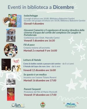 Gli incontri in programma per il mese di Dicembre in biblioteca a Campo