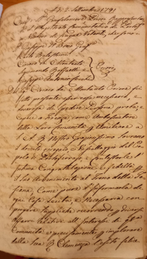 2 settembre 1791. Manifestazione di ossequio e vassallaggio di Portoferraio all'insediamento del Granduca di Toscana