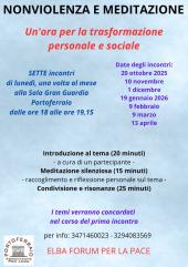 Il 1° dicembre terzo incontro mensile su nonviolenza e meditazione