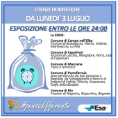 ESA: dal 3 luglio cambia l'orario di conferimento rifiuti in alcune zone dell'isola