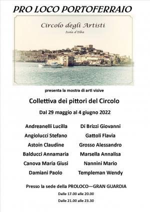 Domani (29 maggio) inaugura la mostra dei pittori del Circolo degli Artisti Isola d’Elba
