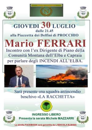 Incendi all'Elba, memoria e prevenzione: incontro con Mario Ferrari a Procchio