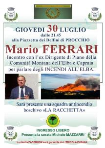 Incendi all'Elba, memoria e prevenzione: incontro con Mario Ferrari a Procchio
