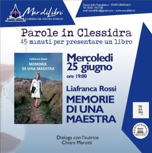 Stasera a MardiLibri la presentazione di “Memorie di una maestra” di Lia Franca Rossi