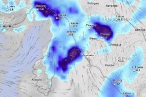 Fotonotizia: mappa delle piogge, situazione alle ore 12 di giovedì