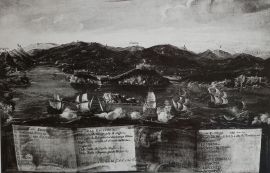 Veduta di Portoferraio dalla parte dello Scoglietto. Fine secolo XVII. Olio su tela. Uffizi, inventario 1890
