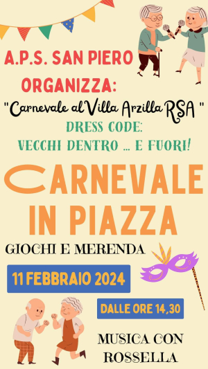 Domenica 11 febbraio Carnevale in piazza a San Piero