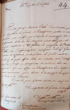 Portoferraio 1769. Supplica per tariffa di diritti di ancoraggio, di spese di porto e di patente