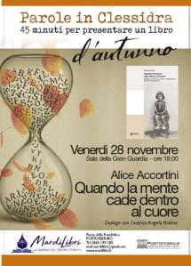 A Parole in Clessidra d'Autunno Alice Accorinti ed il suo "Quando la mente cade dentro al cuore"