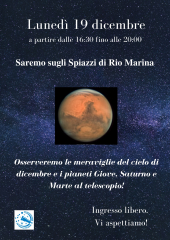 Con gli Astrofili Elbani a Rio Marina per osservare i pianeti ed il cielo di dicembre
